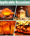 Collage showing Lit 24 Pack LED Light Bulb Cords Kit With Switch 6 Ft Warm White Wire Salt Lamp Style Accessory Cords in use