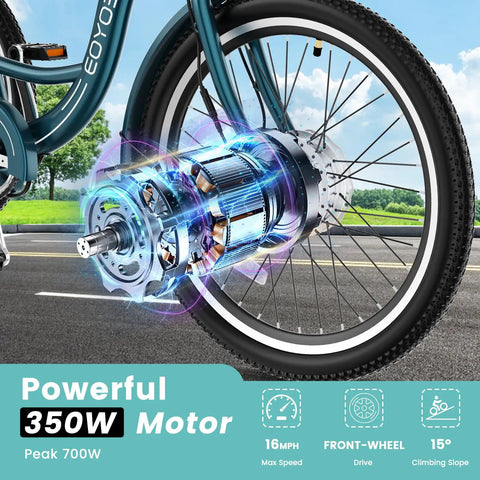 Electric Trike for Adults With Stable Three Wheel Design, Easy Low Step Frame, Up to 60 Mile Range, 24 or 26 Inch Wheels, Comfortable Adjustable Seat, Perfect for Seniors and Beginners, Smooth Everyday Rides, 350W front-wheel motor