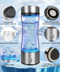 On The Go Hydrogen Water Bottle With 4000 PPB Generator And SPE PEM Glass Ionizer 420ml showcasing features and design elements