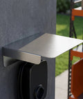Heavy Stainless Steel Electric Vehicle Charging Station Cover on wall, providing weather protection for Level Two plugs outdoors.
