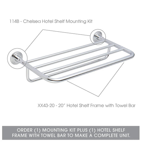 Hotelier Chrome Shelf Frame And Towel Bar 24 Inch Polished Chrome Finish Canterbury Series Wall Mount Bath Accessory For Hotels And Homes