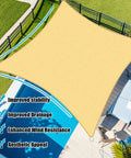 Sand Shade Sail 16x20 Foot Curved Edge Outdoor Canopy Breathable 95 Percent UV Block Shade Cloth over patio and pool area