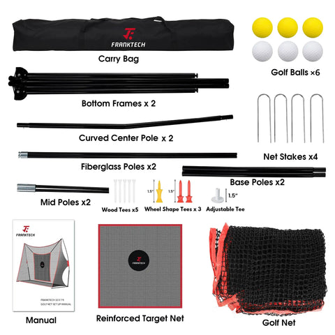 Heavy Duty Golf Hitting Net For Backyard Practice Indoor Outdoor 10 Ft Wide 7 Ft High 3 Ft Deep With Ball Return set components
