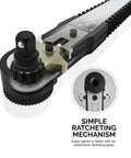 Close-up of Right Angle Mini Ratchet Wrench With 1 Quarter Inch Dual Drive Head Bits And Socket Set 17 Piece CRV Steel Tool Kit