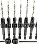 Premium Kicker 10-Piece Number Six Countersink Bit Kit showing HSS M2 steel bits and adjustable depth stops for wood projects.