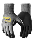 ANSI A5 Cut Resistant Gloves With Nitrile Dipped Grip Coating For Construction And Warehouse Work Knife Proof Protection High Performance HPPE Glass Fiber Steel Blend Grey Medium