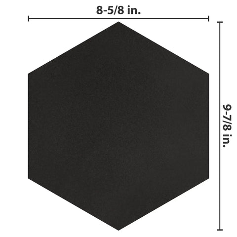 Hex Black Porcelain Tile For Floor And Wall, Textured Glazed Hexagon Tile, Eight And Five Eighths By Nine And Seven Eighths Inches