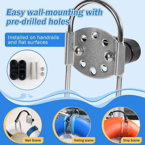 Heavy Duty Marine Grade Stainless Steel Life Buoy Holder For Boats Wall Mount Bracket Fits 24 To 30 Inch Life Preservers