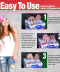 Person using Painters Rags And Shop Towels 200 Count White Center Pull Box, demonstrating usage in three steps.