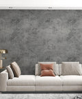 Living room with Peel And Stick Wide Gray Concrete Wallpaper Thickened Matte Vinyl Wall Covering Waterproof And Oil Resistant Cement Texture.