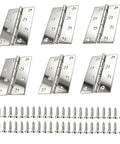 Six Pack 3.2 Inch Stainless Steel Door Hinges With Screws For Wood Doors Cabinets And Furniture Display Windows Kitchen Pet Houses And DIY Boxes Opening Size 82x49.5x1.25mm Satin Finish Rust Resistant