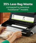 Person using Automatic Vacuum Sealer Machine With Bag Detection And Sous Vide Friendly Design For Home Cooks Includes Pro Grade Sealer Bags And Roll Handheld Vacuum Sealer Dual Heat Seals For Airtight Freshness Black on kitchen counter
