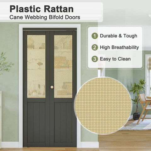 Rattan Bifold Closet Door With Cane Webbing And Wood Interior Black Barn Style Doors 36 By 80 Inch Double 78 Inch High Panels