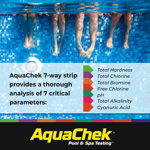 7-Way Pool And Spa Test Strips For pH, Total Chlorine, Free Chlorine, Bromine, Alkalinity, Total Hardness, Cyanuric Acid overview