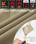 Flame Resistant Long Sleeve Welding Shirt With Pearl Snap Front Heavy Duty Cotton Twill Workwear In Khaki FR Rated Two Front Pockets Adjustable Cuffs Pen Slot 7.5 Oz Mens Size Large fabric and test with flame