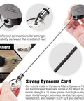 Two Pack Heavy Duty Metal Retractable Badge Holder Reels With Belt Clip And Waterproof Vertical Clear ID Card Holder Plus Two Extra Carabiner Key Ring Clips 30 Inch Dyneema Pull Cord Durable Office Access Kit showing strong Dyneema cord and reinforced connections.