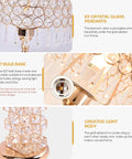 Close-up of Crystal Table Lamp Set Of 2 Modern Bedside Lamps For Bedroom 3 Way Dimmable with crystal glass pendants and E27 bulb base