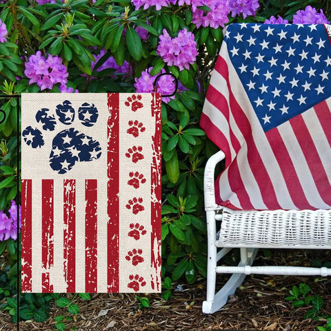 Patriotic Dog Garden Flag With Stars And Stripes Double Sided USA Flag For Fourth Of July Independence Day 12.5x18 Inch