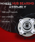 Close-up of wheel hub bearing assembly displaying high load capacity and reliability features
