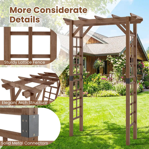 7 Foot Wooden Garden Arbor Trellis With Wide Arch And Strong Side Trellises For Climbing Plants Outdoor Wedding Arch
