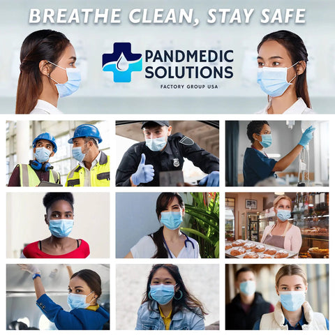 Solid 3 Ply Disposable Face Masks Made In Usa, Super Comfy Breathable Safety Shields With Stretchy Elastic Ear Loops For Your Everyday Grind Against Pollen, Dust, And Light Debris, Convenient Fifty Count Box