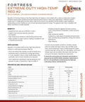 Product sheet for Red High Temp Calcium Sulfonate Multi Purpose Grease, detailing specifications and benefits for heavy equipment use.