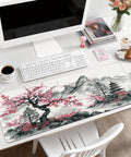 XL Desk Pad With Silky Smooth Surface And Exquisite Patterns, 31.5 By 11.8 Inches Large Mouse Pad For Extended Gaming, on white desk setup