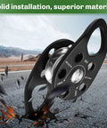 Zipline Speed Pulley 28KN Climbing Pulley for rope rescue and backyard zip line setup, showcasing durability and design.