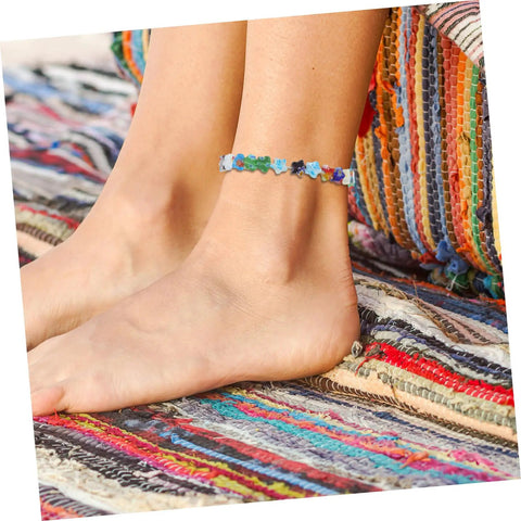 Pentagram Glass Spacer Beads And Bracelet Making Kit With Earring Crafting Tools Straight Up Perfect For Unwinding and Building Hella Cool Custom Pieces That Bring Major Maker Vibes To Your Chill Sessions Today worn as an ankle bracelet on a foot.