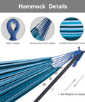 2-In-1 Convertible Backyard Hammock With Stand And Chair, Large Outdoor Hammock Set In Blue Stripes With Durable Poly-cotton