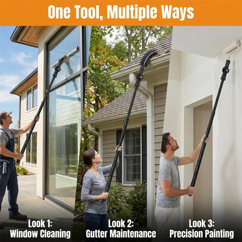 3/4 Inch Threaded Joint Angle Adaptor For Telescoping Extension Poles Head Only No Standard Pole 270 Degree Rotation Handy Access To High Ceilings Windows Gutters Fans Lamps Painting And More 2 Pack used for window cleaning, gutter maintenance, and painting