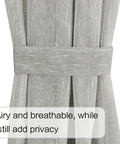 Close-up of grey Cozy Linen French Door Curtains For Glass Doorways 25W X 72L Semi Sheer Privacy With Tieback Rod Pocket Panel
