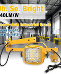 Ultra Bright 30W LED Dock Light With 40 Inch Folding Arm 4200 Lumen Output mounted in industrial warehouse setting