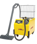 Badass Heavy Duty Steam Cleaner With Solid Stainless Boiler And One Gallon Tank For Zero Fuss Chemical Free Tile And Wood Buffing Comes With Twenty Four Pro Tools And Smart Dry Steam Valve, yellow unit with gray steam wand.