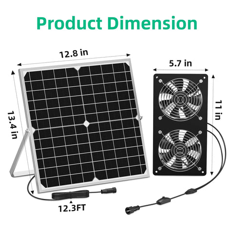 Solar Powered Exhaust Vent Fan For Shed And Coop 350 CFM High Airflow With Dual Waterproof Fans Outdoor Ventilation For Chicken Coop Greenhouse And Dog House Cooling