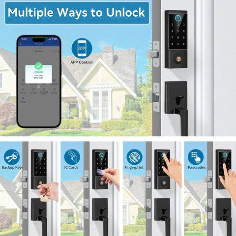 Top Shelf Biometric Fingerprint Smart Door Lock With Heavy Duty Front Handle Set And Phone App Control For No Sweat Keyless Home Security Setup
