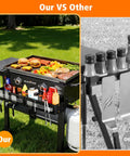 Comparison of Front Griddle Caddy For 28 And 36 Inch Griddles with BBQ accessories vs other grill organizer in garden setting