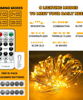 Six Pack Battery Operated Fairy Lights With Remote And Timer, 7 Ft Long 20 LED Firefly String Lights, remote and lighting modes