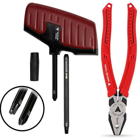Japan Made 2 Piece 8 Inch Linesman Pliers And Recessed Screw Extractor Set for stripped damaged rusty screws nuts and bolts