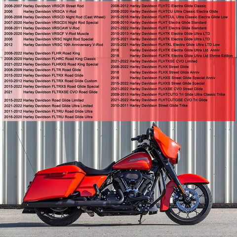 Beefy Sintered Copper Brake Pad Kit For Harley Touring Bikes 08 22 on red Street Glide with specs in background
