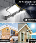 Crazy Bright Solar Flood Light 6000LM With Motion Sensor IP65 Waterproof LED Outdoor Lighting showing all-weather resistance.
