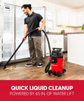 Compact 4 Gallon Wet Dry Shop Vac With 3.5 Peak Hp Motor And Kickin Suction For Garage Cleanups Lightweight Design features quick liquid cleanup.