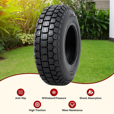 4.10/3.50-6 Tires With Heavy Duty Inner Tubes For 4 Wheelers ATVs Go Karts Lawn Mowers Snow Blowers Tractors Hand Trucks Trolleys