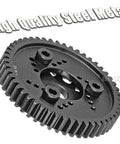 Black steel 50T 0.8Mod RC spur gear set with extra heavy slip clutch upgrade for 1/10 scale Slash 2WD VXL in close-up view