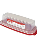 Heavy Duty Butter Dish With Clear Cover That Is Dishwasher Safe Durable Thick Plastic White Base 7.8 By 3.1 By 2.1 Inches