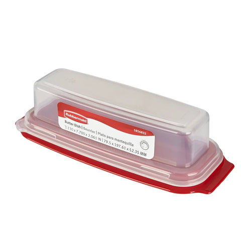 Heavy Duty Butter Dish With Clear Cover That Is Dishwasher Safe Durable Thick Plastic White Base 7.8 By 3.1 By 2.1 Inches