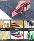 Two Pack Retractable Box Cutter Knife Set With Metal Body Heavy Duty Utility Knives For Cardboard Box Opening Packaging And Craft Projects Durable Steel Build, pink knife cutting carpet