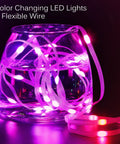 Color changing LED lights with flexible wire in a glass jar