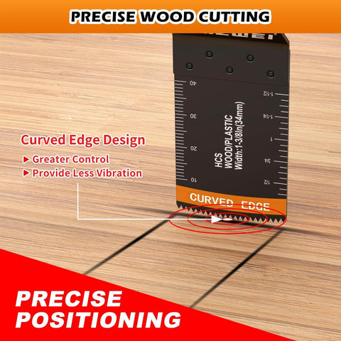 Oscillating saw blade set, AMZWEI 28-piece titanium blades for wood and metal, curved-edge design, quick-release