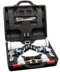 Gravity Feed HVLP Spray Gun Kit With Dual Guns, 600cc And 120cc Cups, Regulators, And Accessories For DIY Home Improvement And Auto Pro Painting, FPX-535K in carrying case